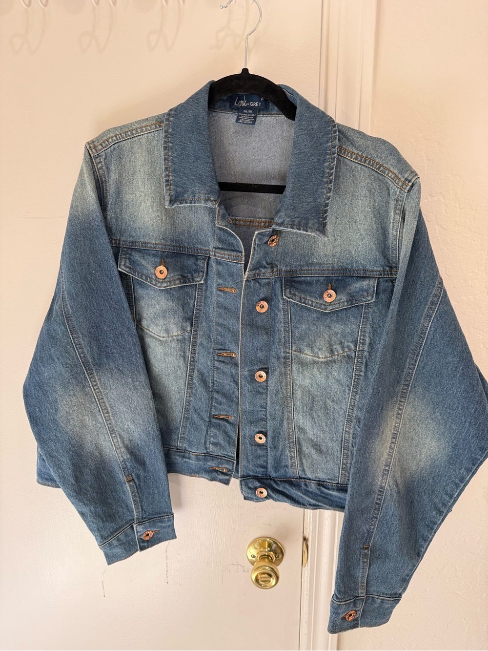 Light-Grey Women's Distressed Blue Denim Jacket